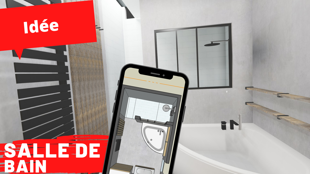 Exemple de plan pour une grande salle de bain de 8m2