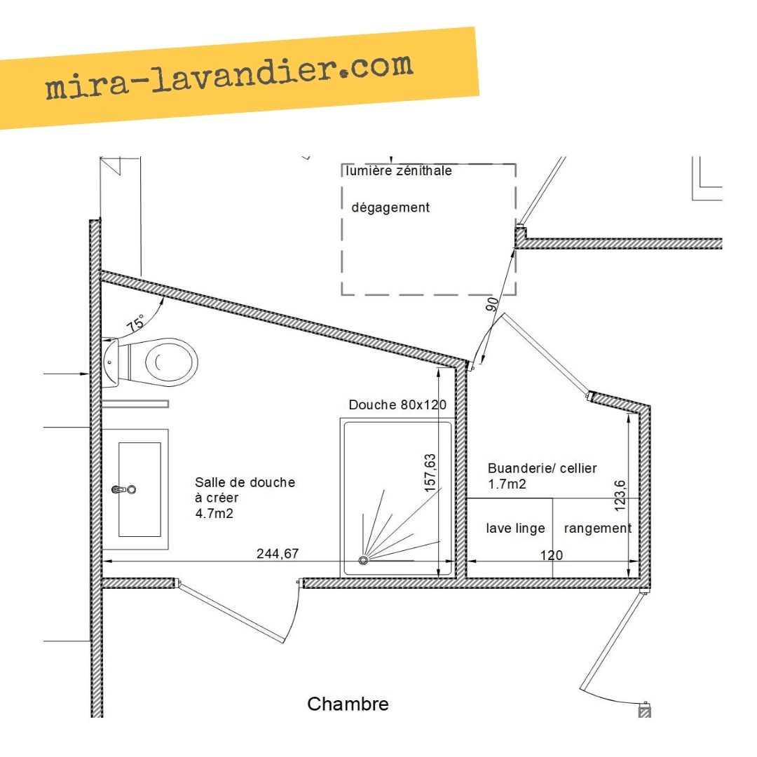 Plan salle de bain 5m2 exemple concret Aménagement salle de bain