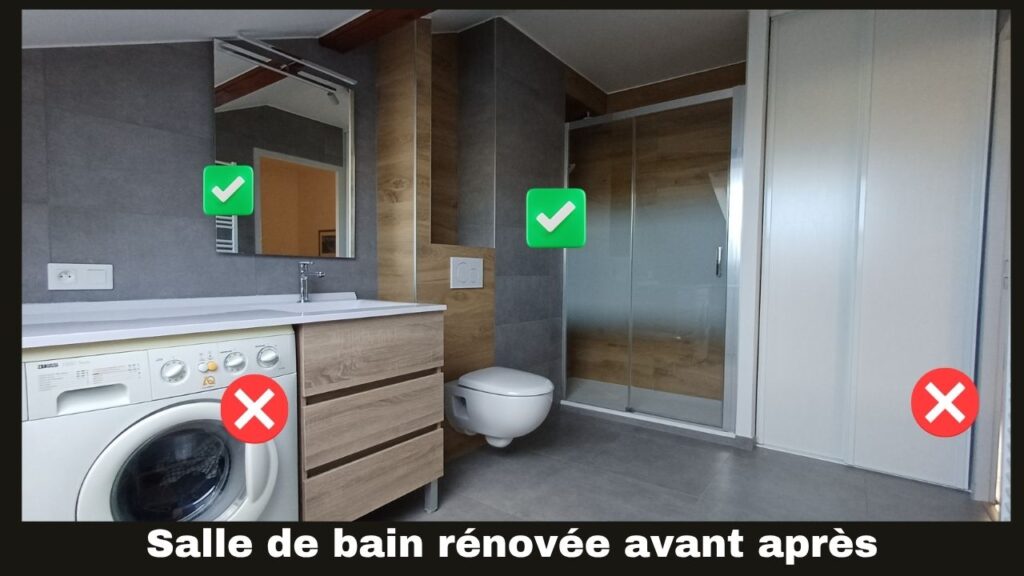 Salle de bain rénovée avant après